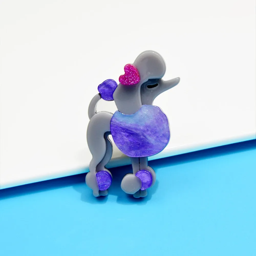 Acrylic Poodle Brooches For Women Acetate Fiber Handmade Animal Pin Dog Jewelry