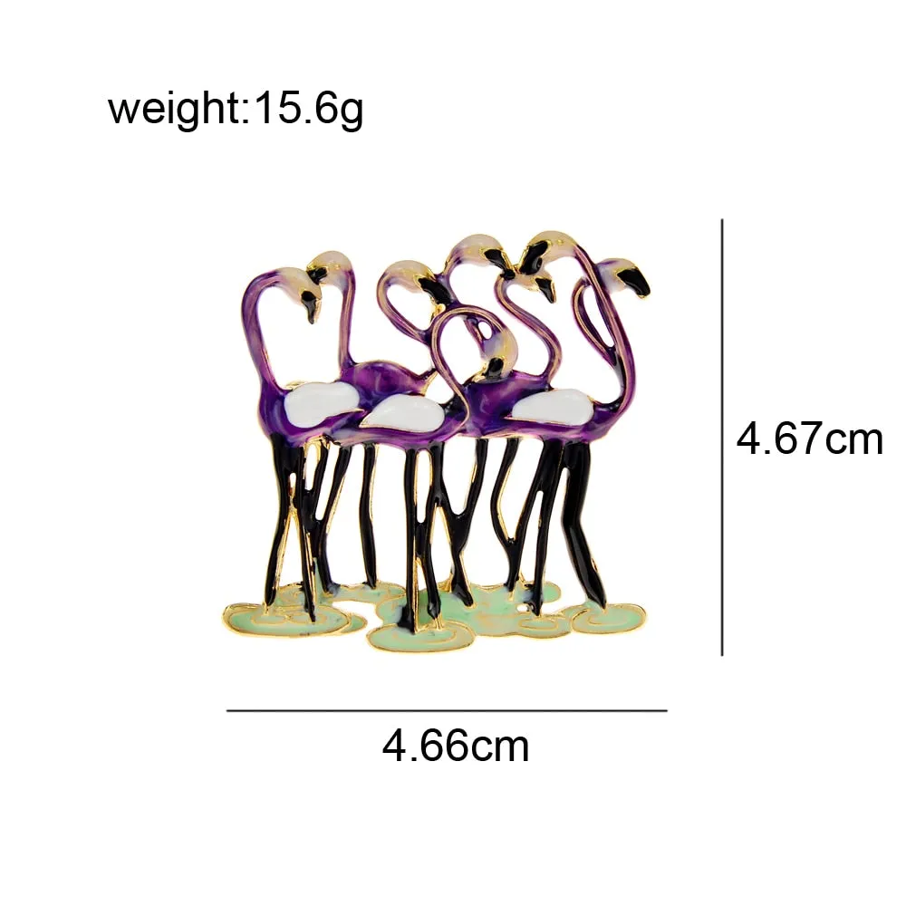 Beautiful Enamel Flamingo Brooches For Women