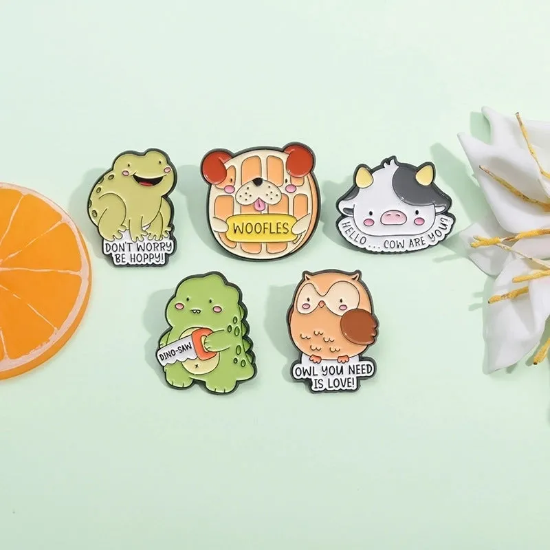 Cartoon Style Cute Cowboy Style Animal Letter Dinosaur Alloy Stamping Stoving Varnish Plating Unisex Badge Brooches Collar Pin