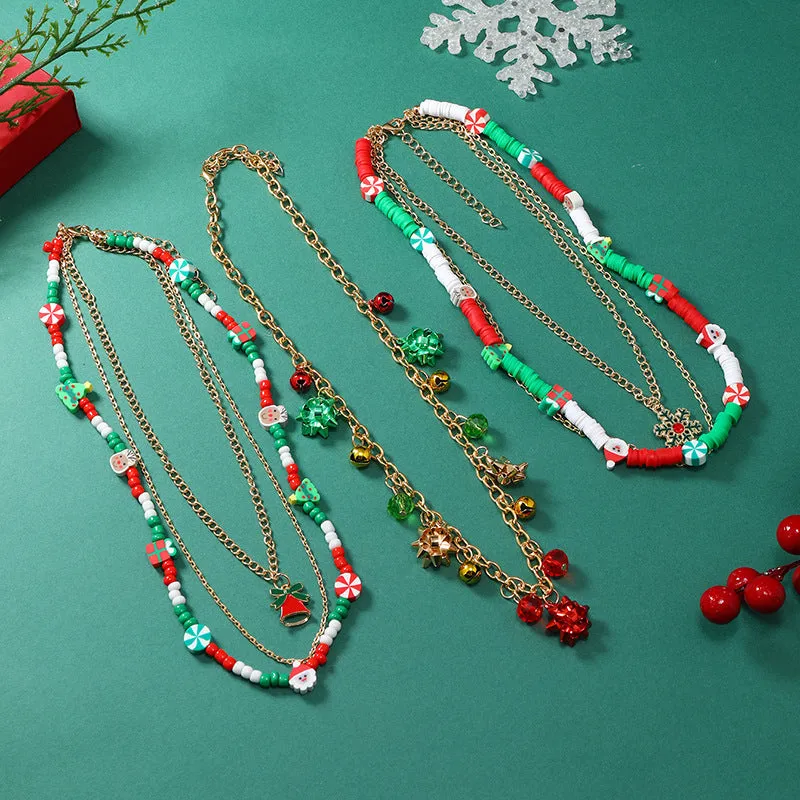 Wholesale Christmas Creative Colorful Bell Necklace